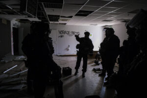 France, Toulouse, 2023-02-01. Operators from the GIGN antenna in Toulouse train to investigate an abandoned store using 
