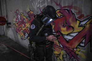 France, Toulouse, 2023-02-01. Operators from the GIGN antenna in Toulouse train to investigate an abandoned store using 