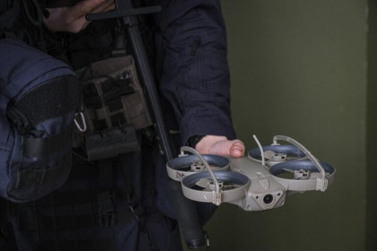 France, Toulouse, 2023-02-01. Operators from the GIGN antenna in Toulouse train to investigate an abandoned store using 