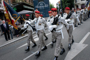France, Toulouse, 2018-07-14. French paratroopers during the celebration of the 14 of july, bastille day, on Languedoc s