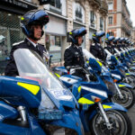 France, Toulouse, 2018-07-14. French police forces motorcycles during the celebration of the 14 of july, bastille day, o