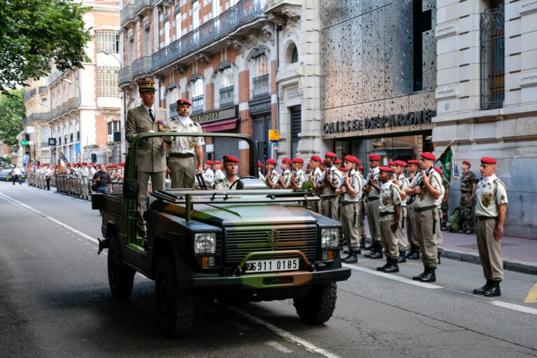 France, Toulouse, 2018-07-14. French paratroopers during the celebration of the 14 of july, bastille day, on Languedoc s