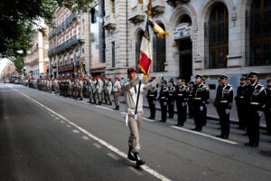 France, Toulouse, 2018-07-14. French paratroopers during the celebration of the 14 of july, bastille day, on Languedoc s