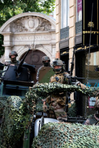 France, Toulouse, 2018-07-14. French paratroopers parade during the celebration of the 14 of july, bastille day, on Lang
