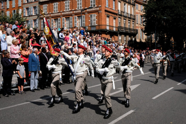 France, Toulouse, 2018-07-14. French paratroopers during the celebration of the 14 of july, bastille day, on Languedoc s