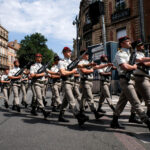 France, Toulouse, 2018-07-14. French paratroopers during the celebration of the 14 of july, bastille day, on Languedoc s