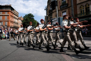 France, Toulouse, 2018-07-14. French paratroopers during the celebration of the 14 of july, bastille day, on Languedoc s