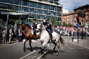 France, Toulouse, 2018-07-14. The French police riding horses during  during the celebration of the 14 of july, bastille