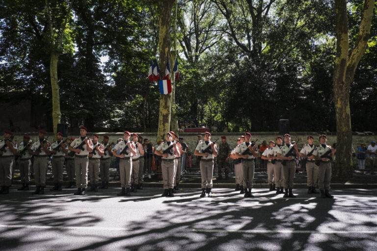 France, Castres, 2023-07-14. French paratroopers and police forces celebrate the 14 of july, bastille day, in Castres. P