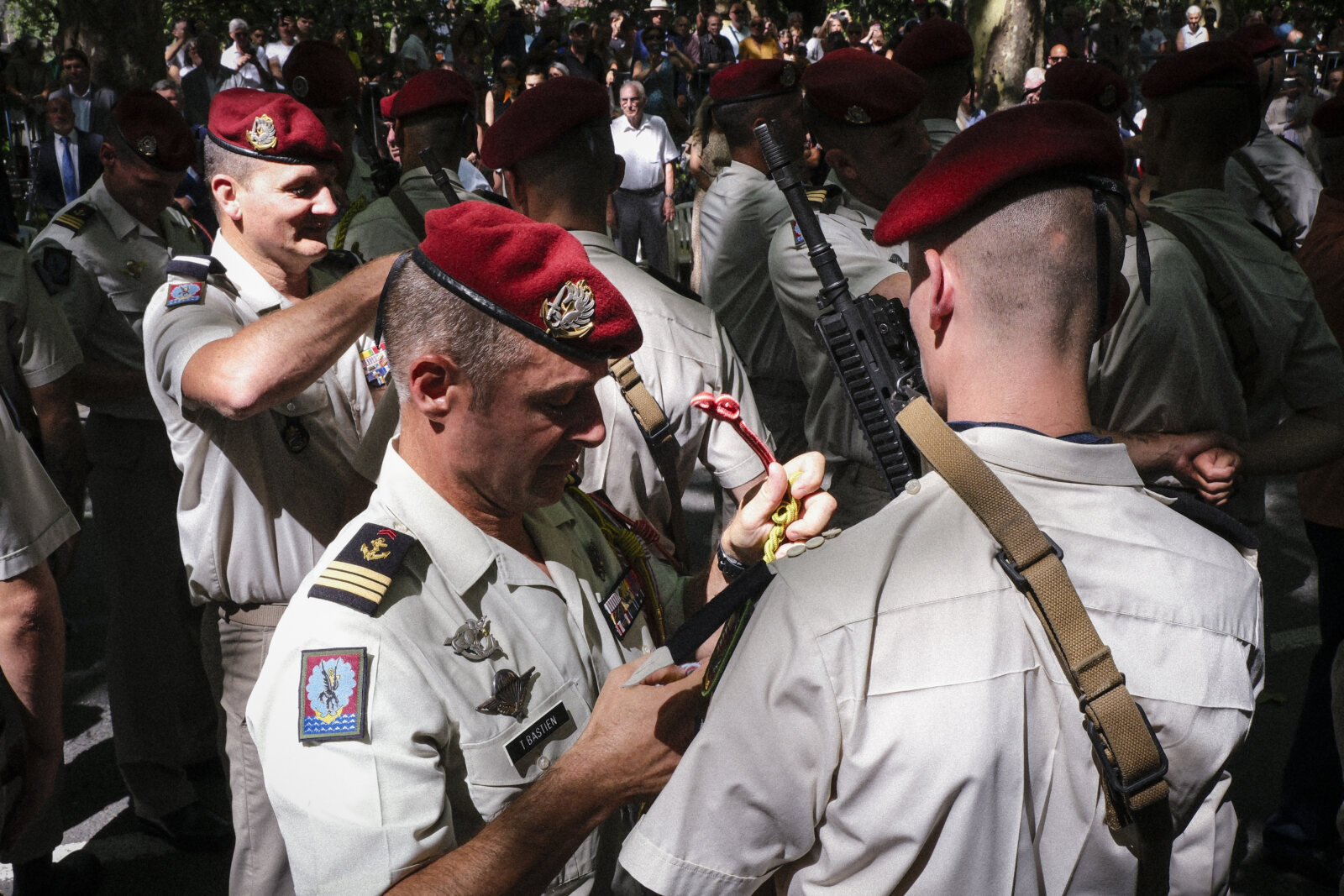 France, Castres, 2023-07-14. French paratroopers and police forces celebrate the 14 of july, bastille day, in Castres. P
