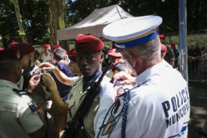 France, Castres, 2023-07-14. French paratroopers and police forces celebrate the 14 of july, bastille day, in Castres. P