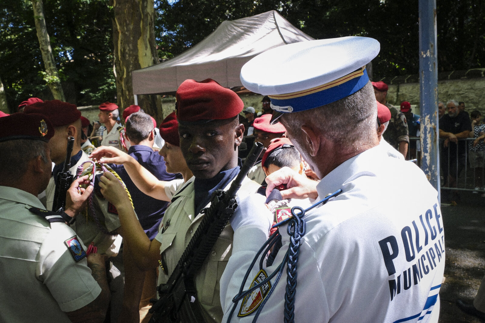 France, Castres, 2023-07-14. French paratroopers and police forces celebrate the 14 of july, bastille day, in Castres. P