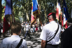 France, Castres, 2023-07-14. French paratroopers and police forces celebrate the 14 of july, bastille day, in Castres. P