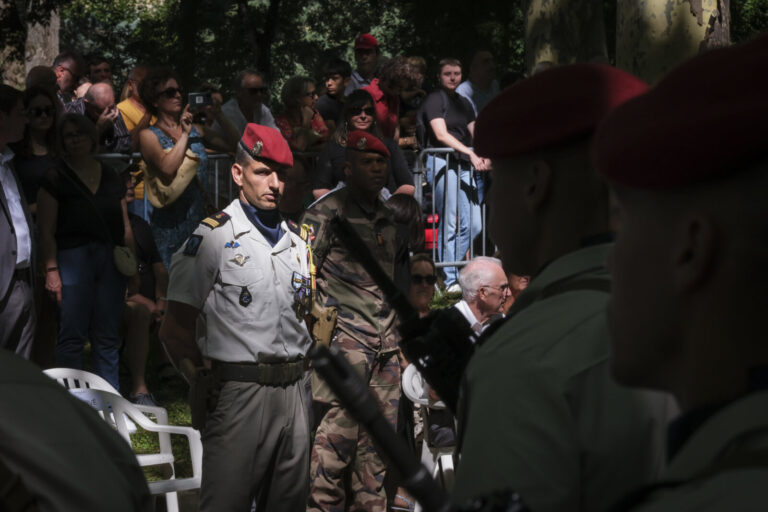 France, Castres, 2023-07-14. French paratroopers and police forces celebrate the 14 of july, bastille day, in Castres. P