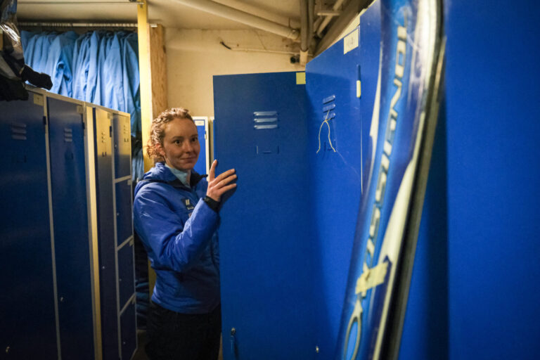 France, Chamonix, 2021-02-15. French young woman Nadege during training to be mountain rescue policewoman. Photograph by
