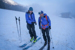 France, Chamonix, 2021-02-15. French young woman Nadege during training to be mountain rescue policewoman. Photograph by