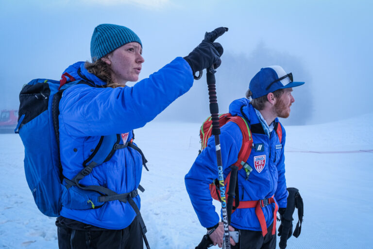 France, Chamonix, 2021-02-15. French young woman Nadege during training to be mountain rescue policewoman. Photograph by