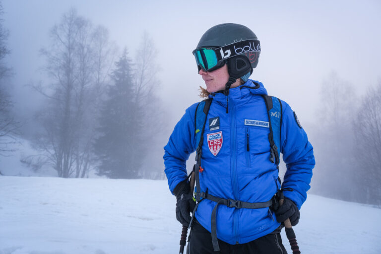France, Chamonix, 2021-02-15. French young woman Nadege during training to be mountain rescue policewoman. Photograph by