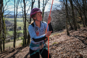 France, Chamonix, 2021-02-15. French young woman Nadege during training to be mountain rescue policewoman. Photograph by