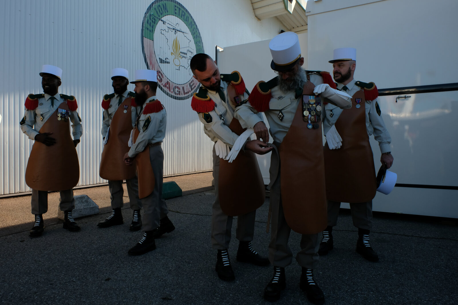 France, Aubagne, 2018-04-30. French Foreign Legion soldiers prepare for ceremony to commemorate the 155th anniversary of