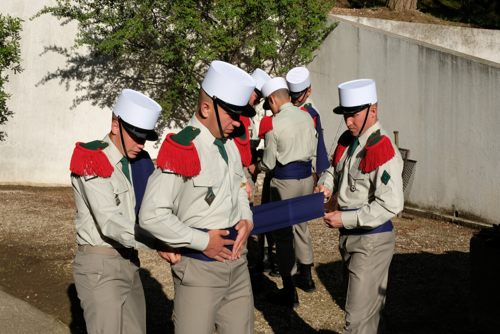 France, Aubagne, 2018-04-30. French Foreign Legion soldiers prepare for ceremony to commemorate the 155th anniversary of