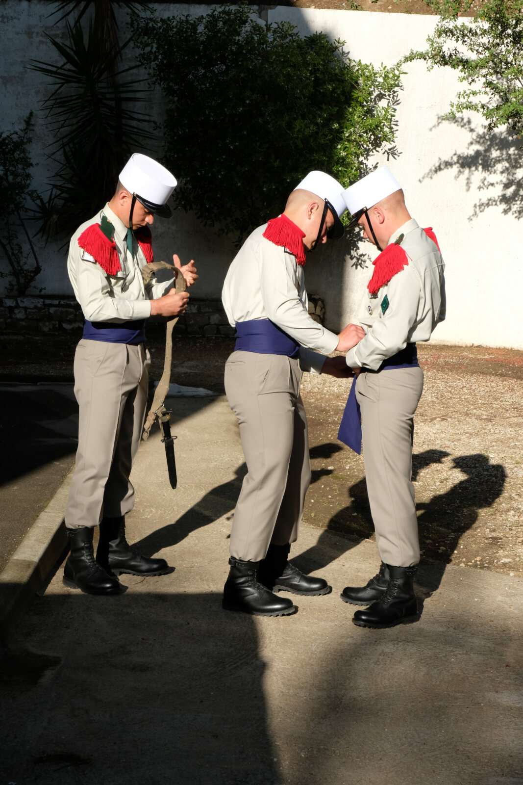 France, Aubagne, 2018-04-30. French Foreign Legion soldiers prepare for ceremony to commemorate the 155th anniversary of