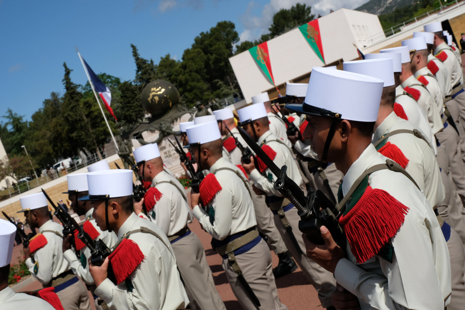France, Aubagne, 2018-04-30. French Foreign Legion soldiers attend ceremony to commemorate the 155th anniversary of the 