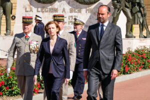 France, Aubagne, 2018-04-30. French Prime Minister Edouard Philippe, French Defence Minister Florence Parly and French G