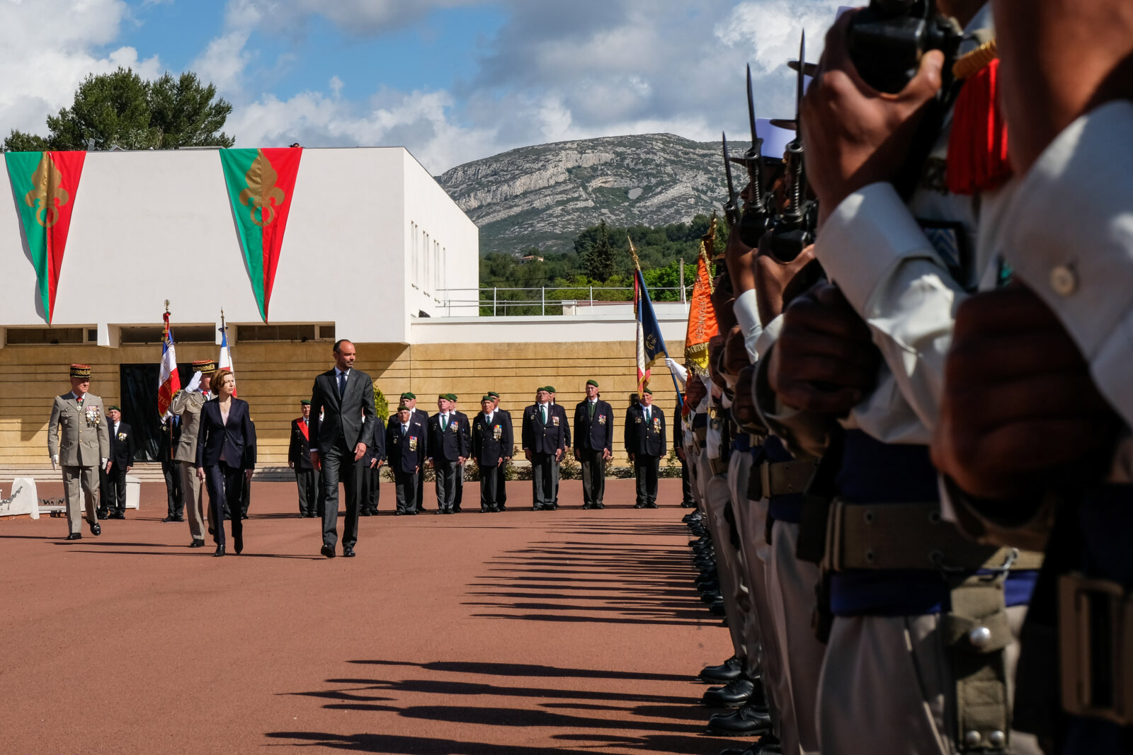 France, Aubagne, 2018-04-30. French Prime Minister Edouard Philippe, French Defence Minister Florence Parly and French G