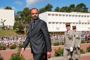 France, Aubagne, 2018-04-30. French Prime Minister Edouard Philippe, French Defence Minister Florence Parly and French G