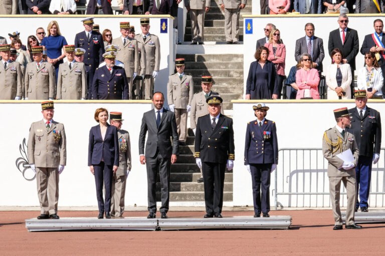 France, Aubagne, 2018-04-30. French Prime Minister Edouard Philippe, French Defence Minister Florence Parly and French G