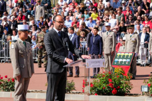 France, Aubagne, 2018-04-30. French Prime Minister Edouard Philippe, French Defence Minister Florence Parly and French G