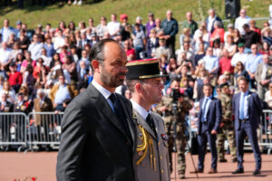 France, Aubagne, 2018-04-30. French Prime Minister Edouard Philippe, French Defence Minister Florence Parly and French G