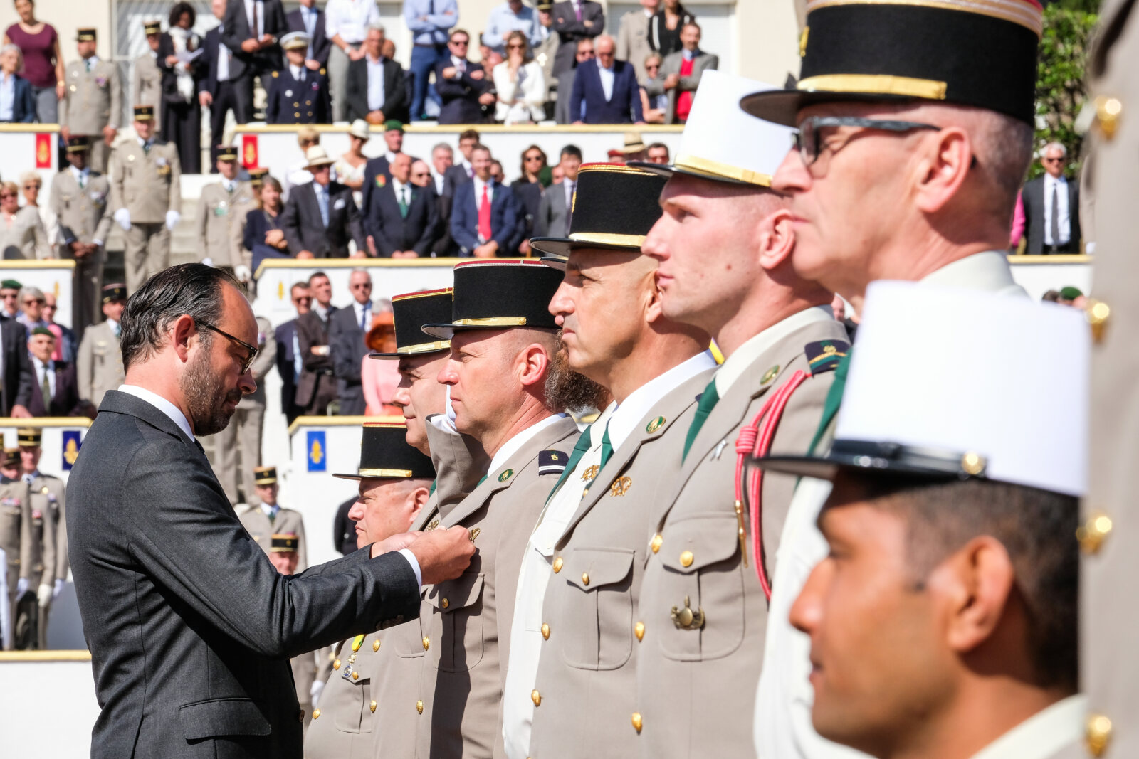 France, Aubagne, 2018-04-30. French Prime Minister Edouard Philippe, French Defence Minister Florence Parly and French G