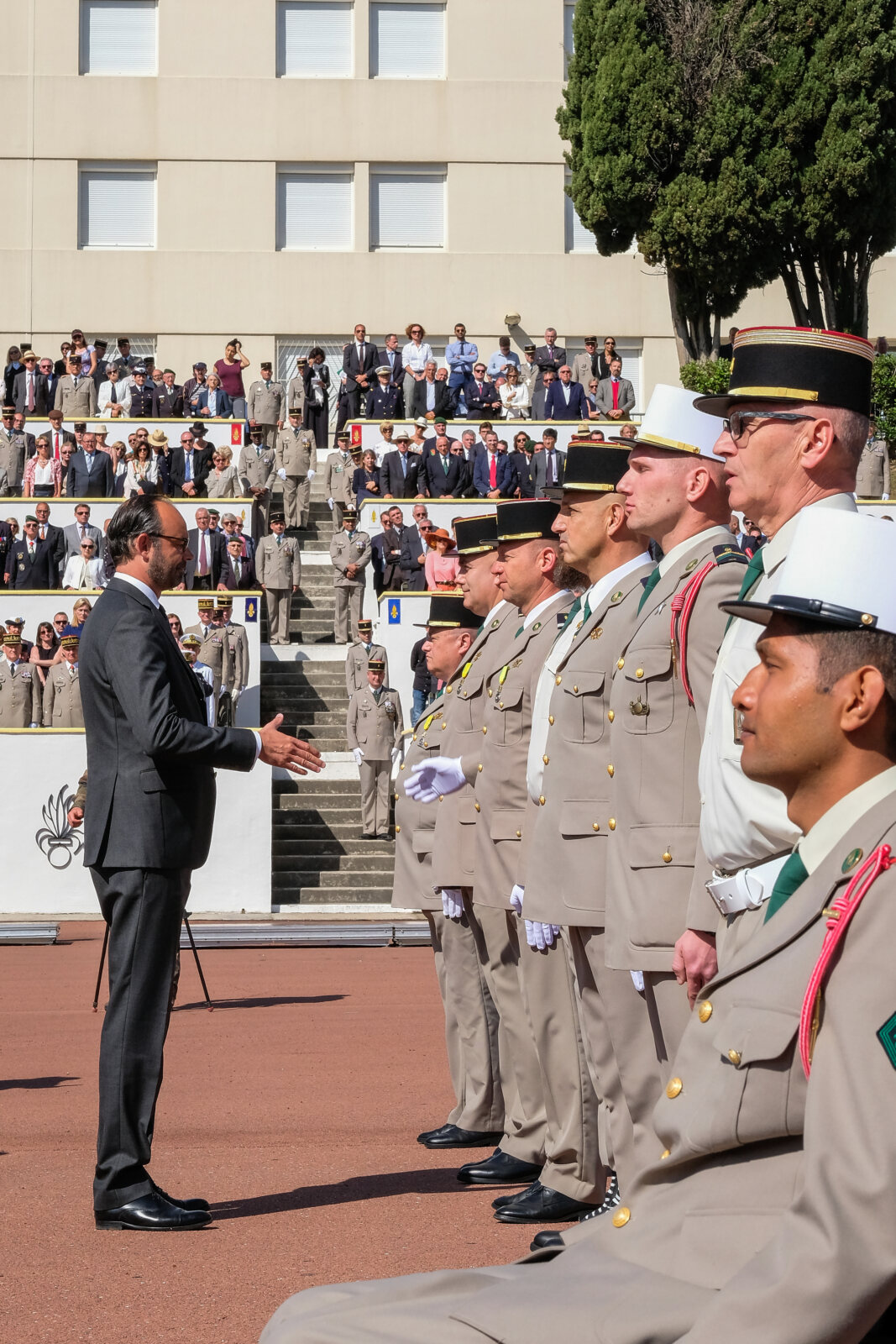 France, Aubagne, 2018-04-30. French Prime Minister Edouard Philippe, French Defence Minister Florence Parly and French G