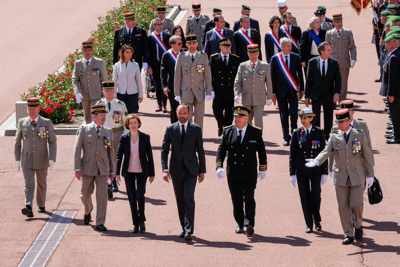 France, Aubagne, 2018-04-30. French Prime Minister Edouard Philippe, French Defence Minister Florence Parly and French G