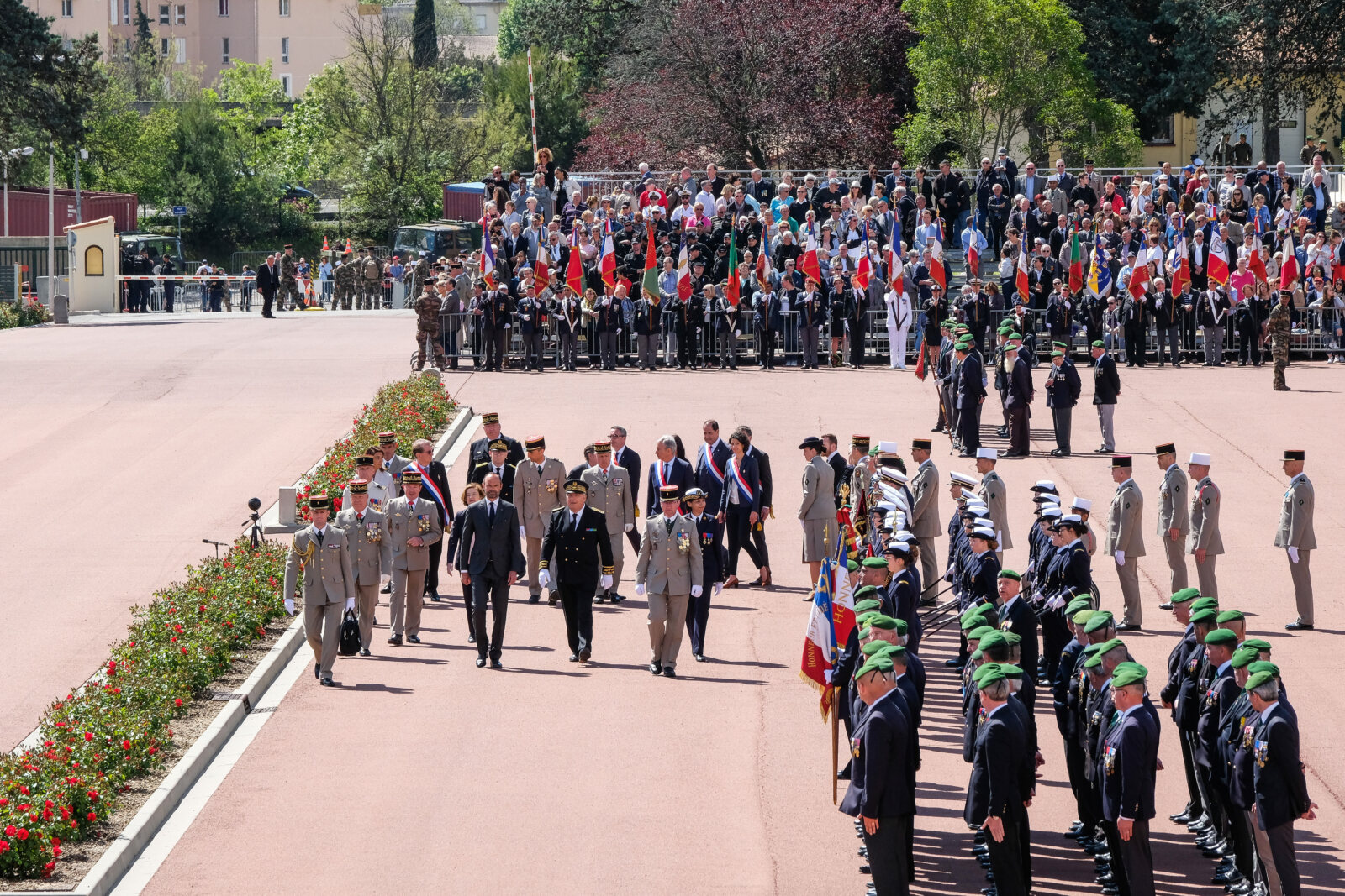 France, Aubagne, 2018-04-30. French Prime Minister Edouard Philippe, French Defence Minister Florence Parly and French G
