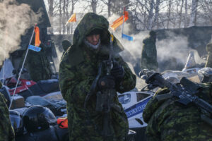 Canada - Quebec - 2017-01-14. During three weeks, french and canadian army trained together during a special exercice ca