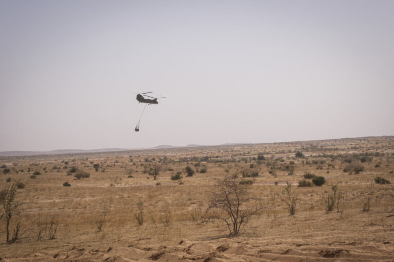 Burkina Faso, april 2021. British chinook helicoptere during operation barkhane, french military war against terrorism i