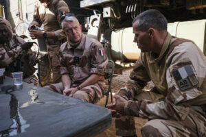 Burkina Faso, april 2021. Visit of General Conruyt, head of Barkhane operation inside a french operational camp.Burkina