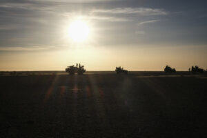 Burkina Faso, april 2021. French army soldiers patrol in vehicule into Sahel desert during barkhane operation.
Burkina F