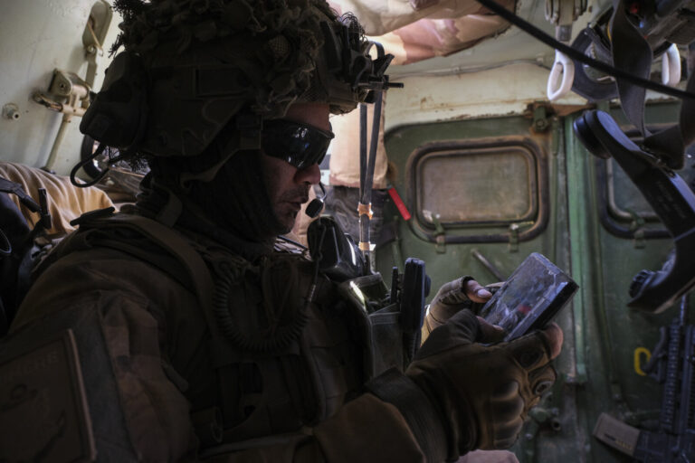 Burkina Faso, april 2021. French army soldiers patrol in vehicule into Sahel desert during barkhane operation.Burkina F