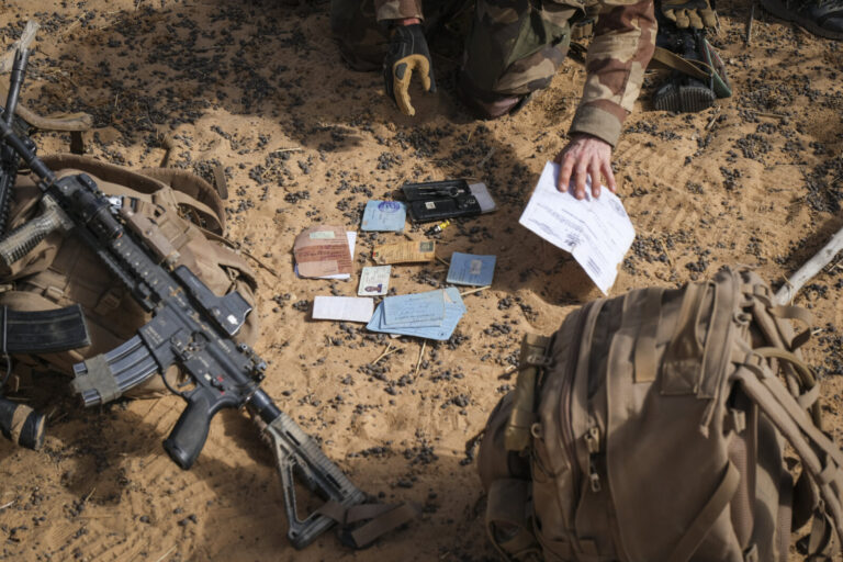 Burkina Faso, april 2021. French army soldiers patrol into Sahel desert during barkhane operation.Burkina Faso, avril 2