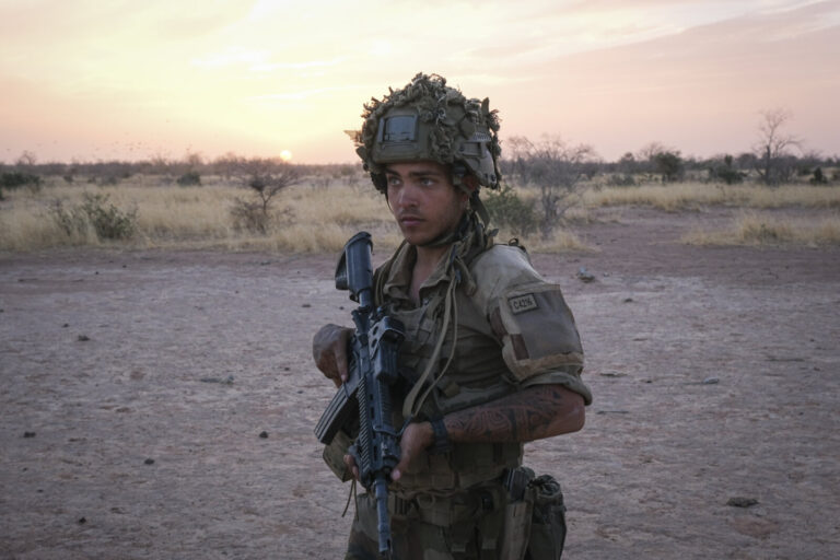 Burkina Faso, april 2021. French army soldiers patrol into Sahel desert during barkhane operation.Burkina Faso, avril 2