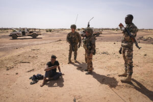 Burkina Faso, april 2021. French army soldiers looking for terrorist people into Sahel desert during barkhane operation.