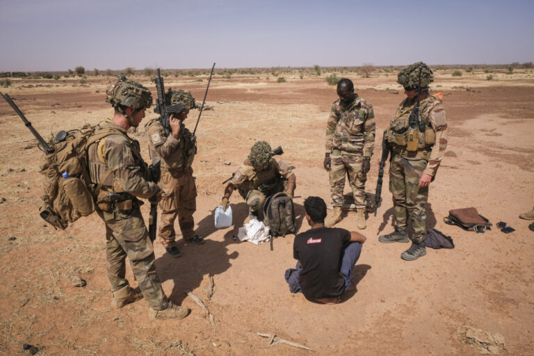 Burkina Faso, april 2021. French army soldiers looking for terrorist people into Sahel desert during barkhane operation.