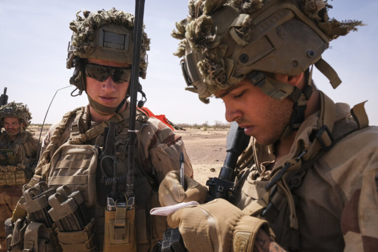 Burkina Faso, april 2021. French army soldiers looking for terrorist people into Sahel desert during barkhane operation.