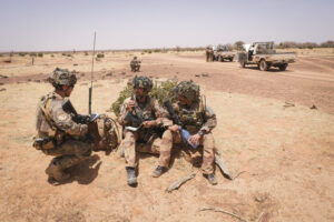 Burkina Faso, april 2021. French army soldiers looking for terrorist people into Sahel desert during barkhane operation.