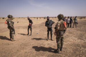 Burkina Faso, april 2021. French army soldiers looking for terrorist people into Sahel desert during barkhane operation.