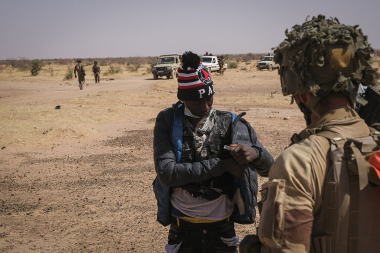 Burkina Faso, april 2021. French army soldiers looking for terrorist people into Sahel desert during barkhane operation.